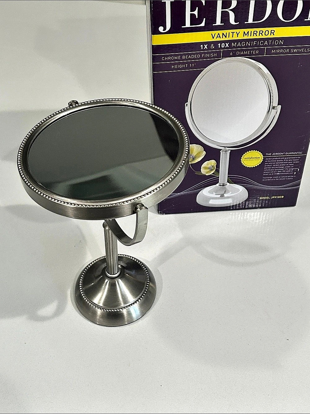Jerdon JP910CB Vanity Mirror 1X & 10X Silver Like New